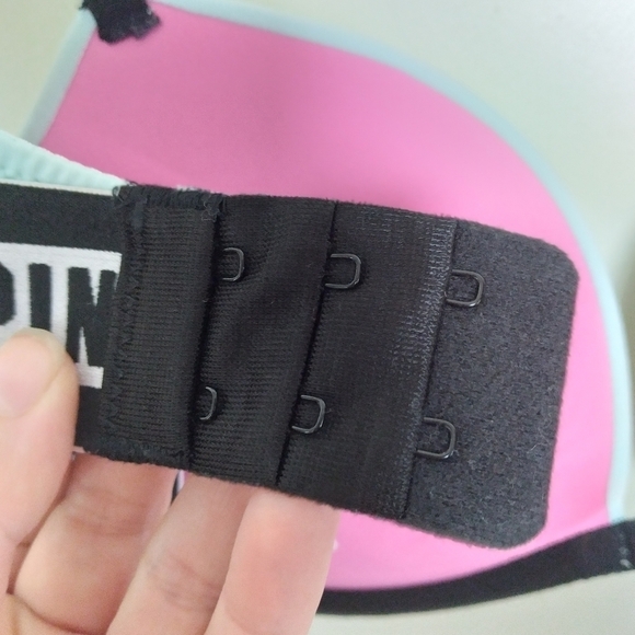 Pink Victoria's Secret Wear Everywhere Light Blue Spell Out Push Up Bra Size 32C - Picture 11 of 12